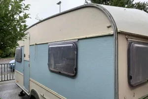 Side view of caravan from outside